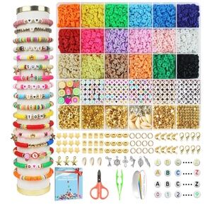 4600-Piece Clay Beads Bracelet Making Kit | 18 Colors | Letters, Charms, Fruit B